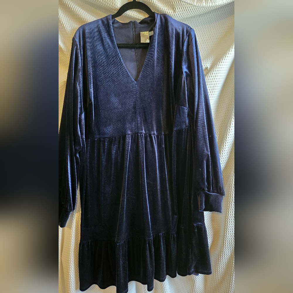 Taylor Midnight Blue Velvet Gown 18w